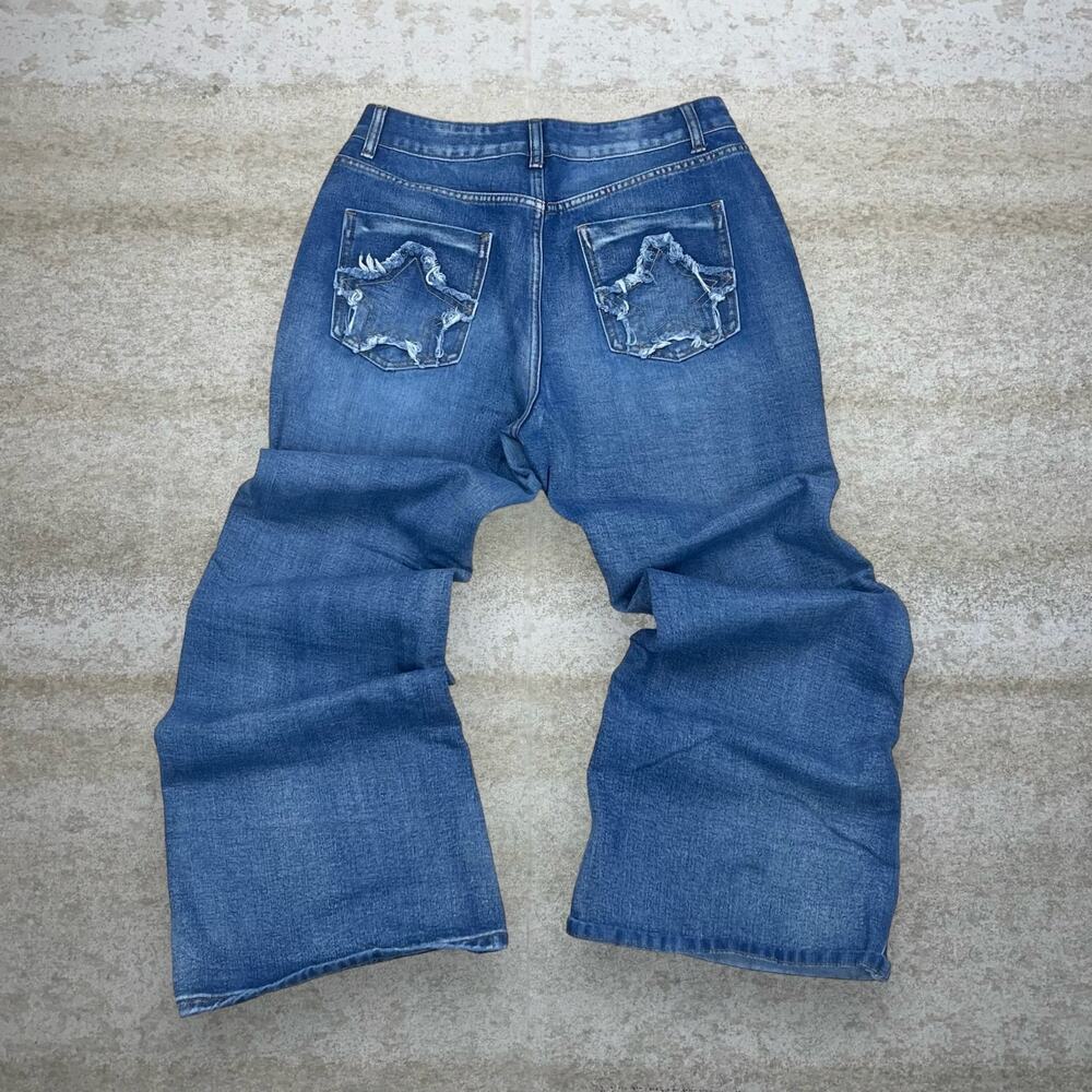 Vintage 90s Romwe Jeans 30x30 Bell Bottoms Flared Bootcut Fit Medium Wash Denim
